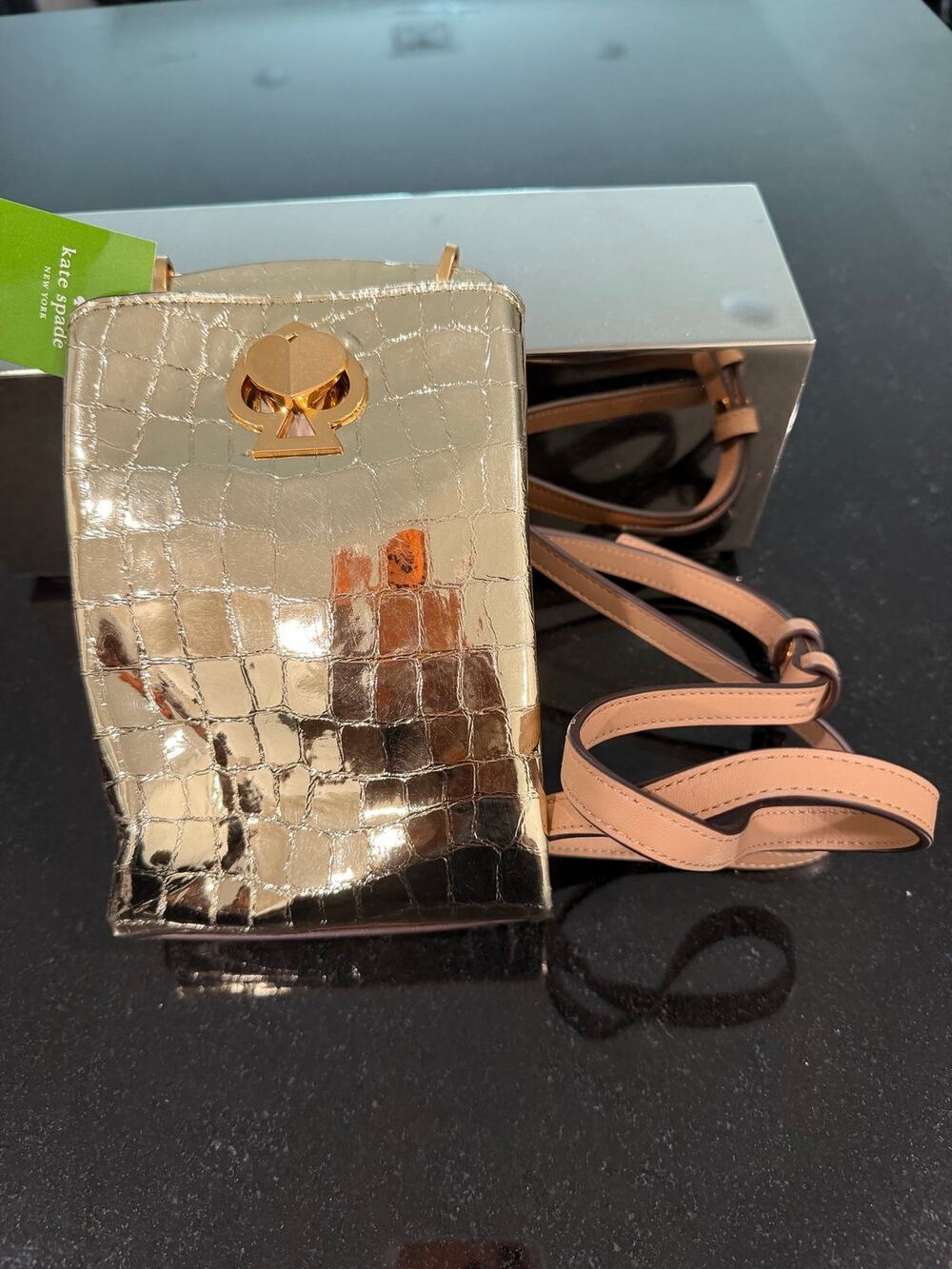 Kate Spade Metallic Gold Croc Crossbody